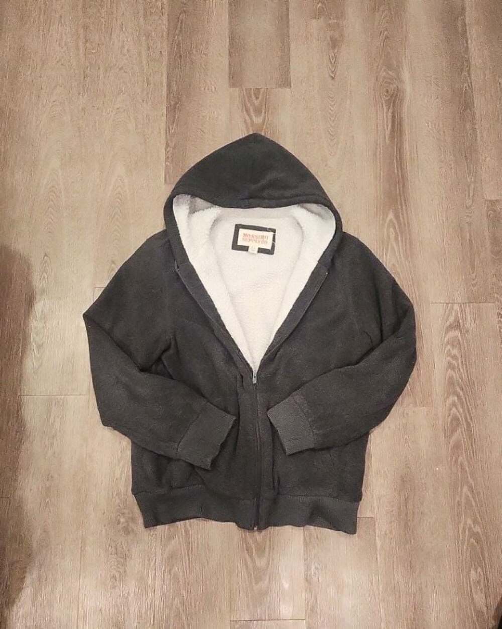 Mossimo Supply Co. Sherpa Lined Zip Up Hoodie Charcoal Grey Size L